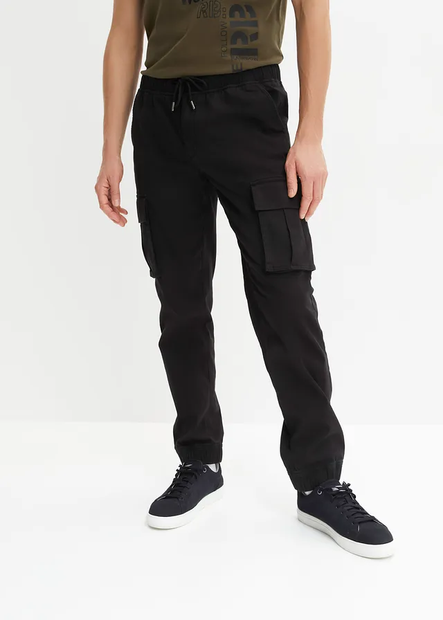 Loose fit cargo instapbroek, straight • zwart • product-page.page-title-suffix