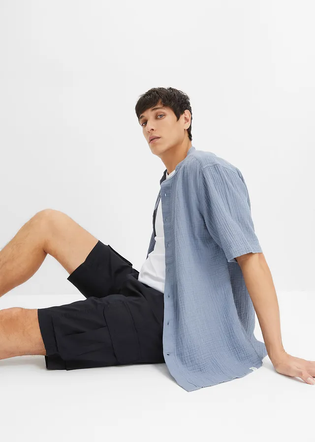 Stretch cargo bermuda, regular fit • zwart • product-page.page-title-suffix