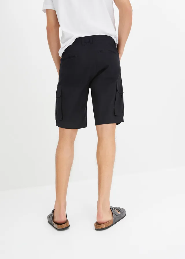 Stretch cargo bermuda, regular fit, Kleur: zwart