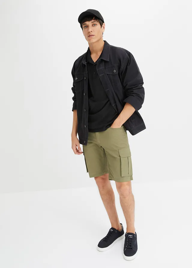 Strečové cargo bermudy, Regular Fit • olivová • bonprix obchod