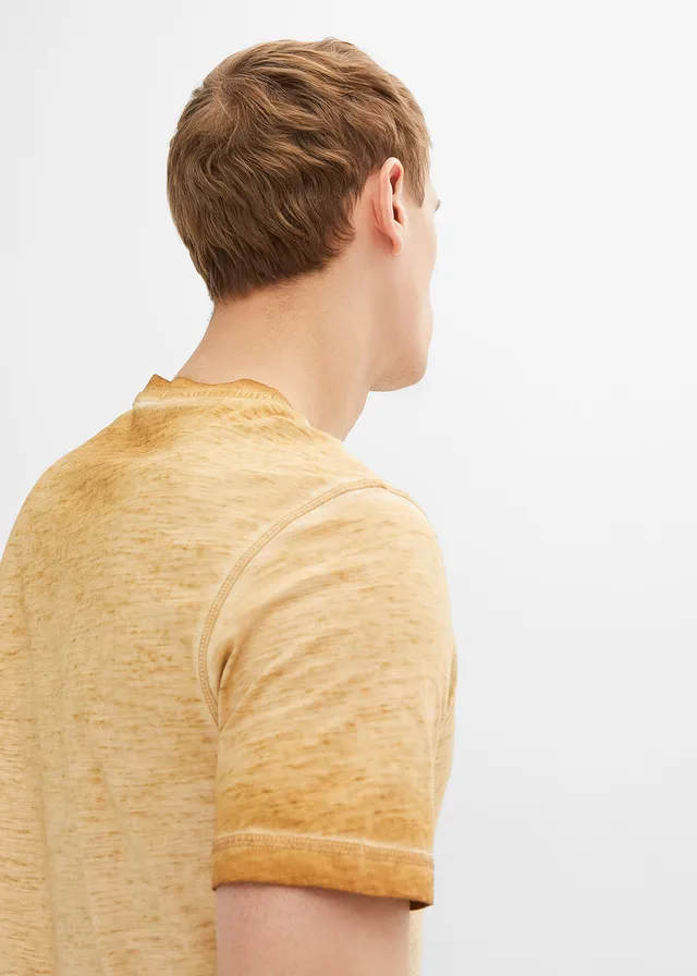 T-shirt col tunisien 100% coton, aspect délavé • beige foncé used • product-page.page-title-suffix