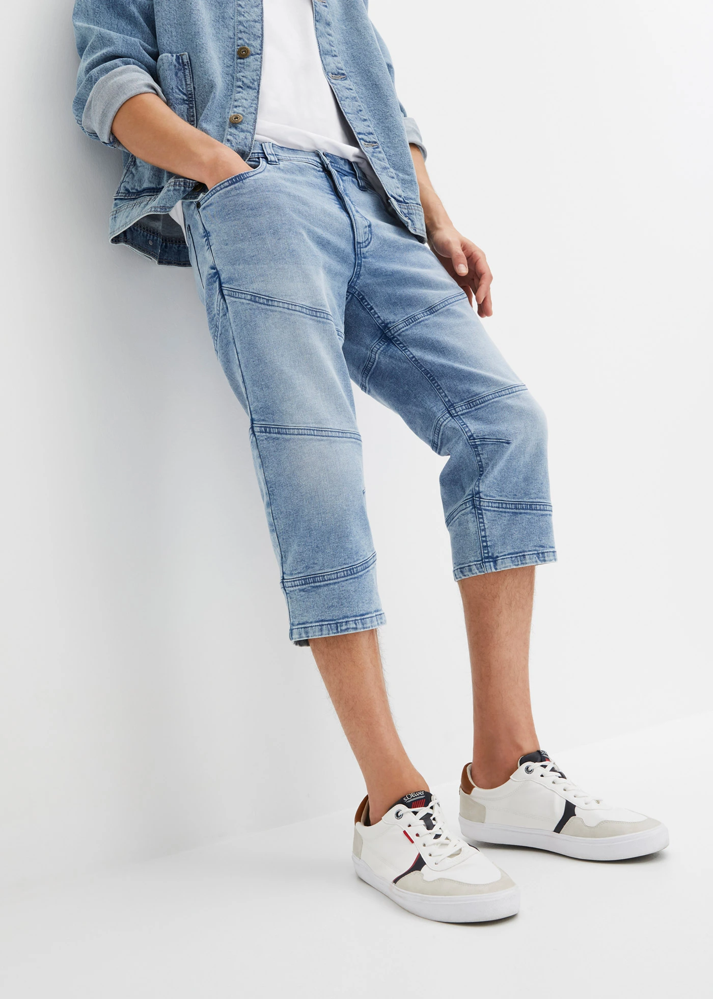 Strečové 3/4 džíny, Regular Fit, Straight • světle modrý denim-džínově modrá • bonprix obchod