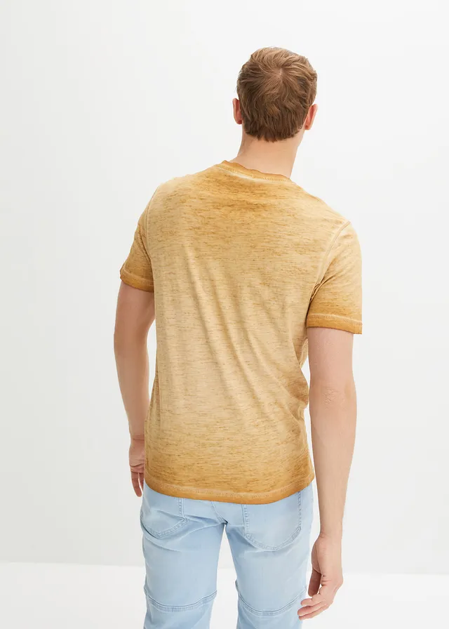 T-shirt col tunisien 100% coton, aspect délavé • beige foncé used • product-page.page-title-suffix