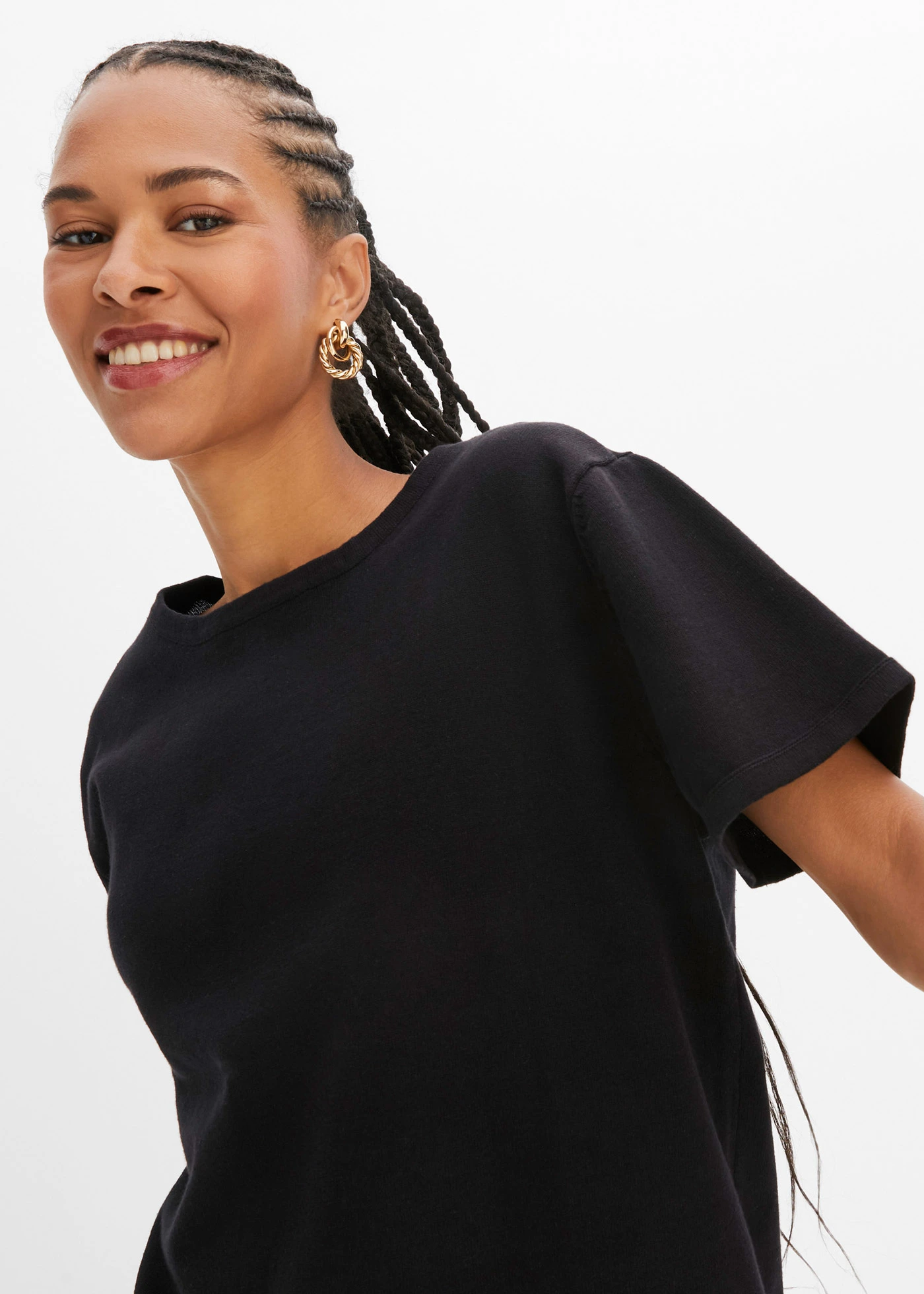 Fijn gebreid shirt van katoen • zwart • bonprix online shop