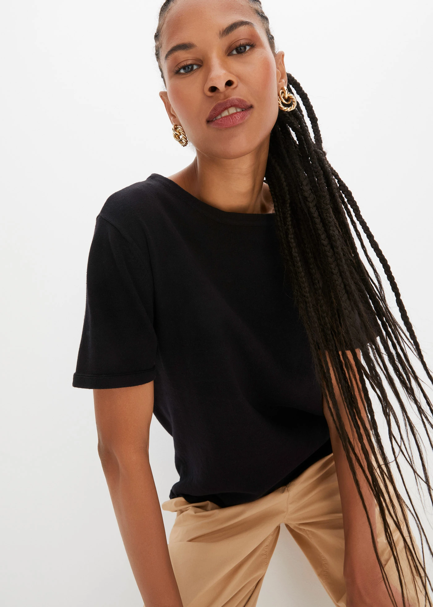 Fijn gebreid shirt van katoen • zwart • bonprix online shop