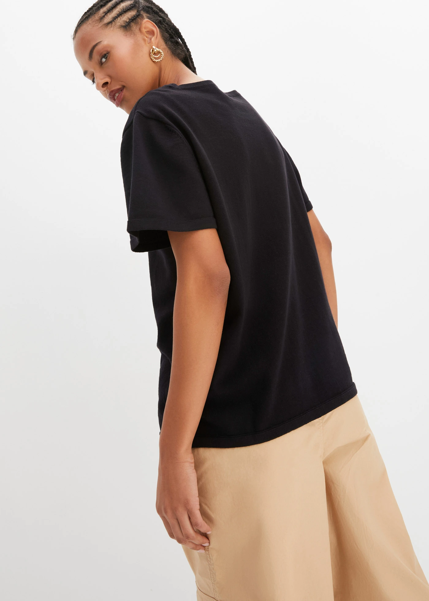 Fijn gebreid shirt van katoen • zwart • bonprix online shop