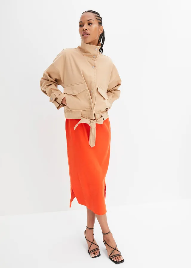 Robe en jersey coton extensible, Couleur: orange sanguine