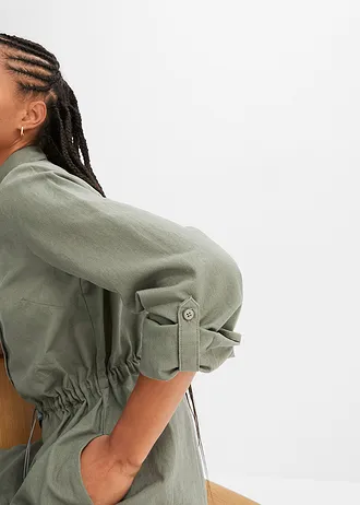 Košilové šaty ze směsi lnu a bavlny • olivová • bonprix obchod