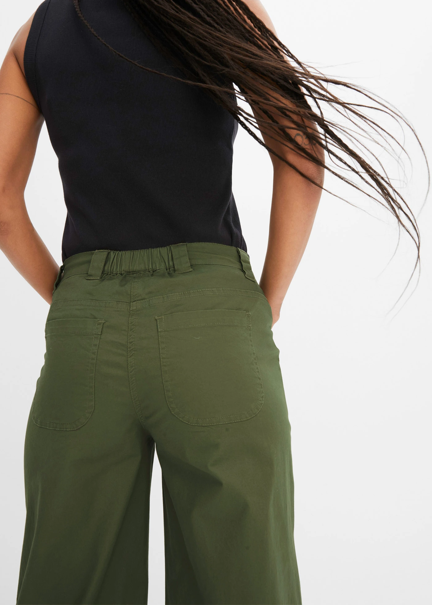 Džíny s pohodlným pasem, Wide Leg, High Waist • olivová • bonprix obchod