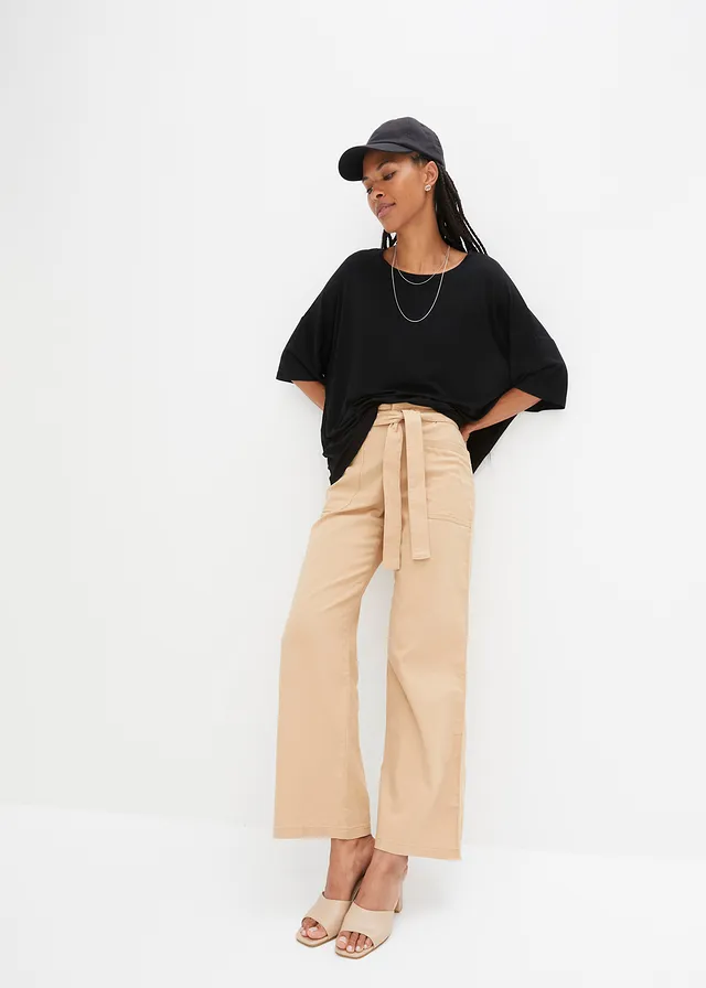 T-shirt oversize en viscose fluide, Couleur: noir