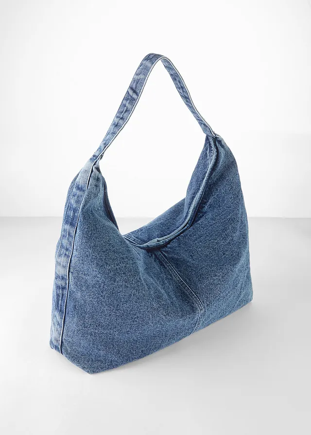 Shopper van denim, Kleur: lichtblauw denim