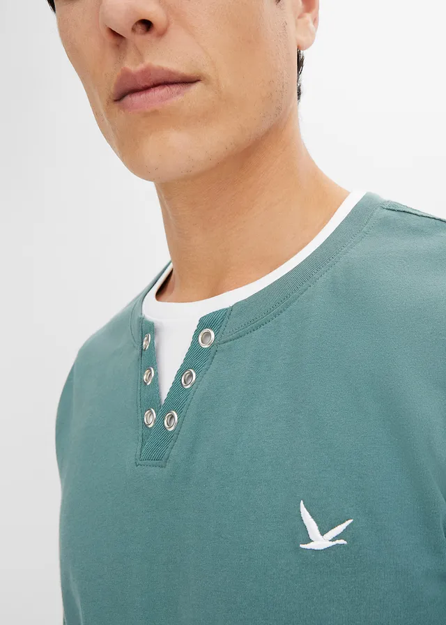 Lot de 2 T-shirts manches longues, style 2en1 • indigo clair + gris vert • product-page.page-title-suffix