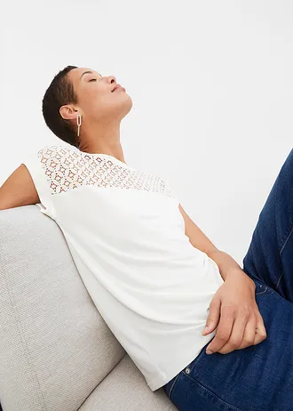 T-shirt z miękkiej mieszanki wiskozy • biel wełny • sklep bonprix