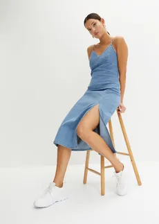 Džínsové šaty s rozparkom svetlomodrá denim