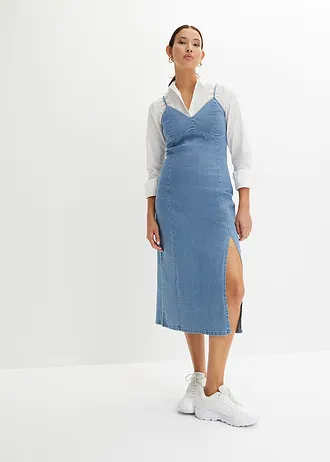 Džínové šaty s rozparkem • světle modrý denim • bonprix obchod