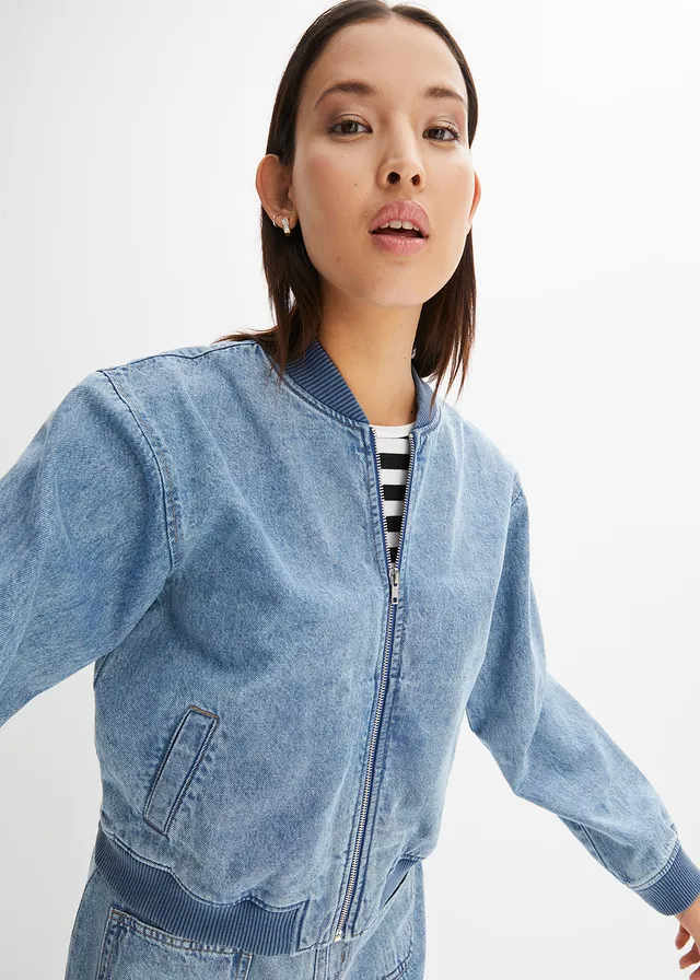 Blouson en jean, Couleur: bleu clair denim