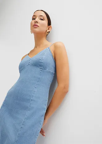 Džínové šaty s rozparkem • světle modrý denim • bonprix obchod