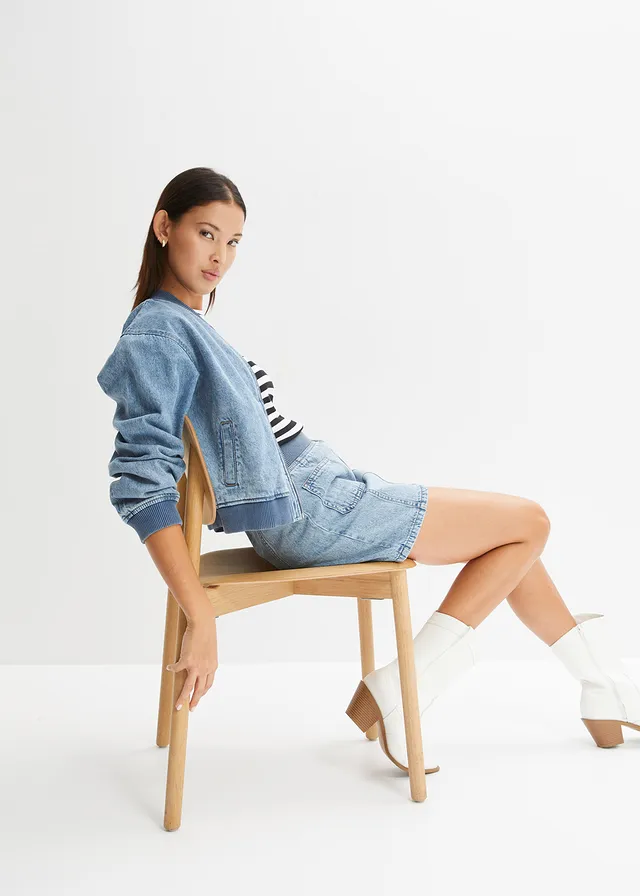 Bluzón z denimu svetlomodrá denim
