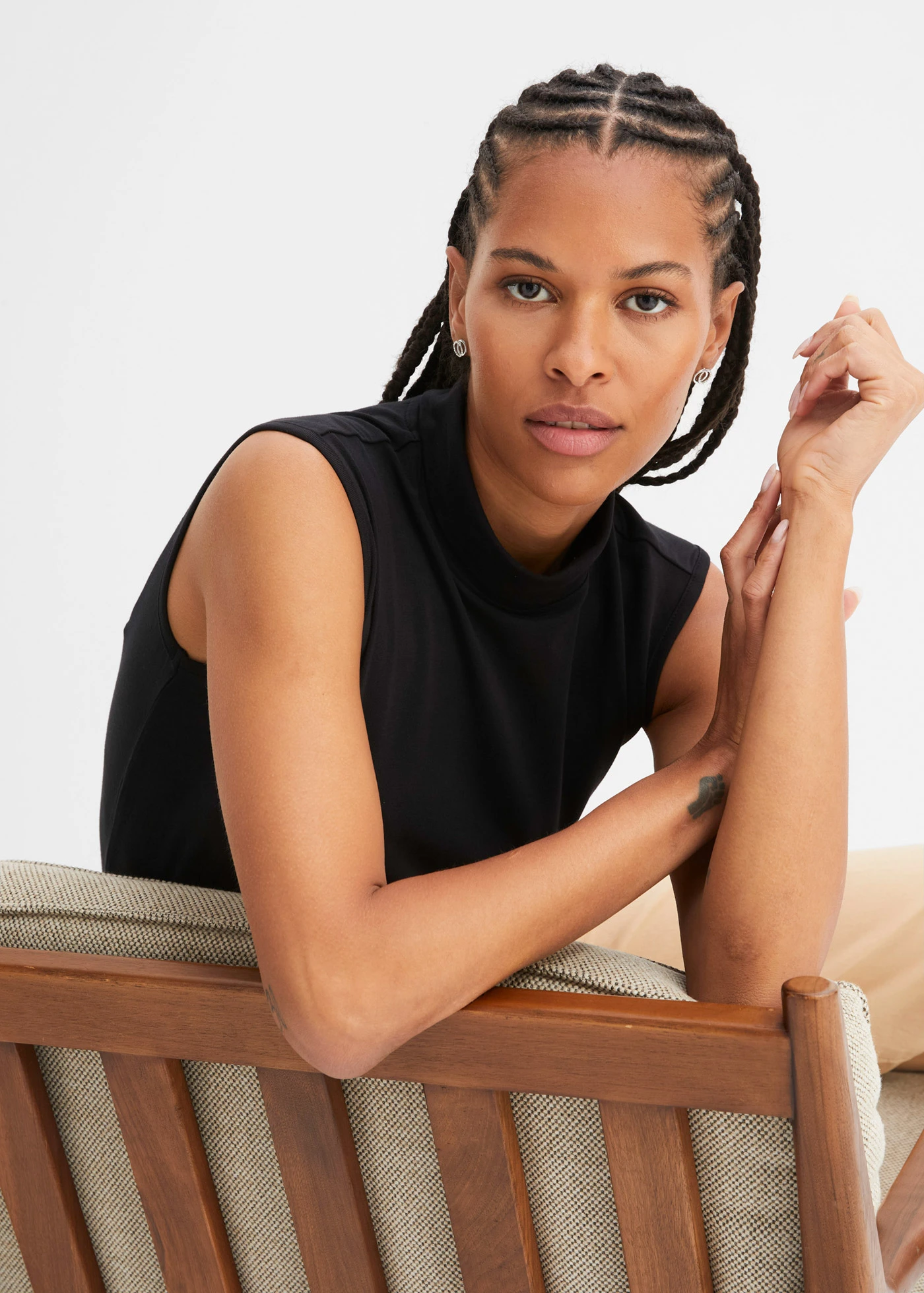 Top met turtleneck van biologisch katoen • zwart • bonprix online shop