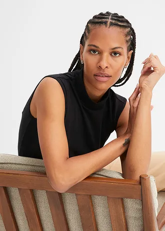 Top à col roulé en coton • noir • Boutique bonprix