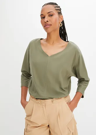 Shirt van biologisch katoen • olijfgroen • bonprix online shop