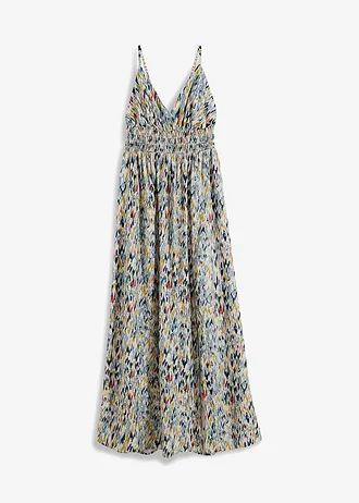 Dlouhé šaty • přírodní bílo-modro-světle žlutá s potiskem • bonprix obchod
