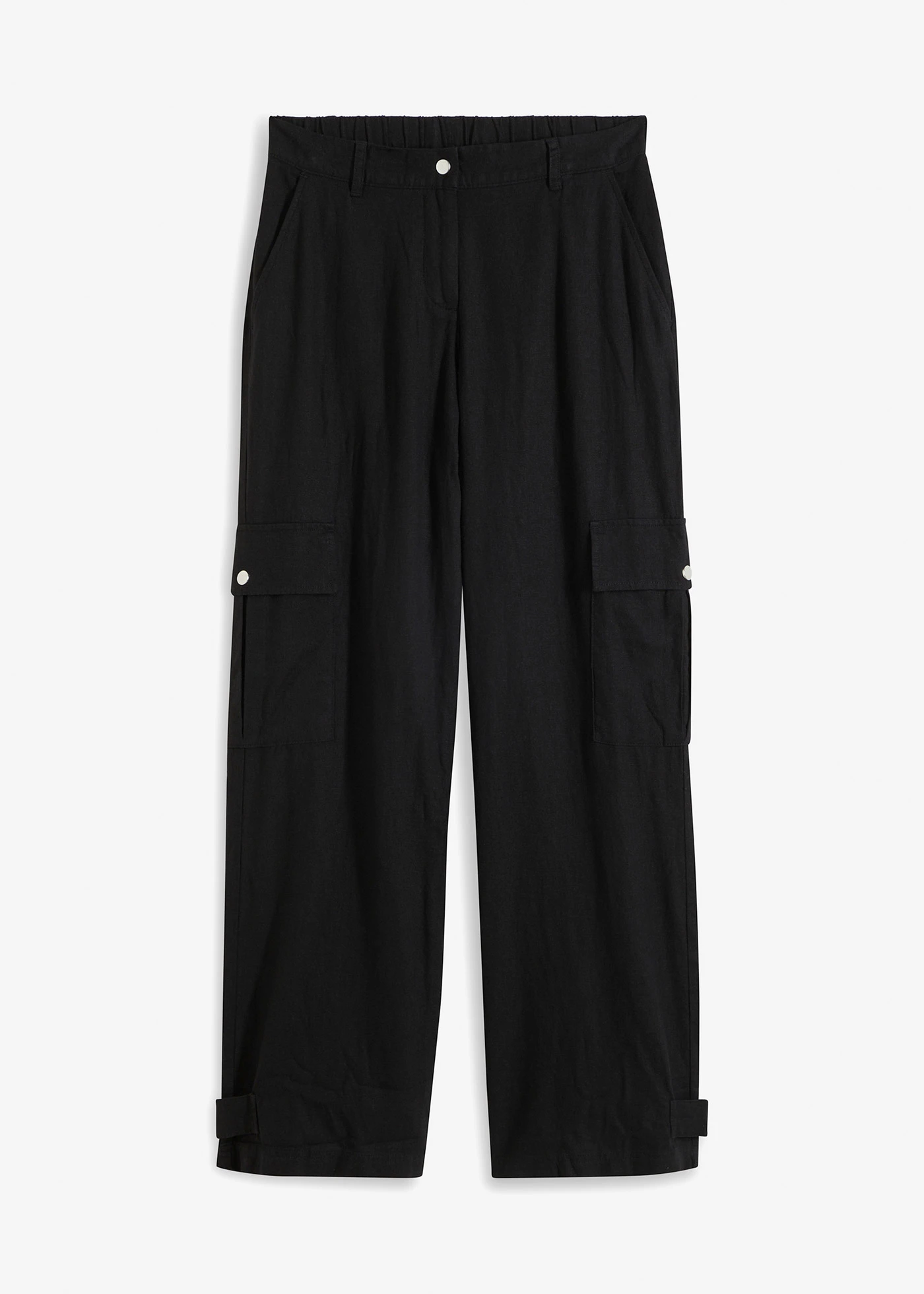 Cargo broek met linnen • zwart • bonprix online shop