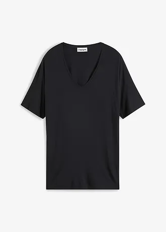 Długi T-shirt z mieszanki wiskozy