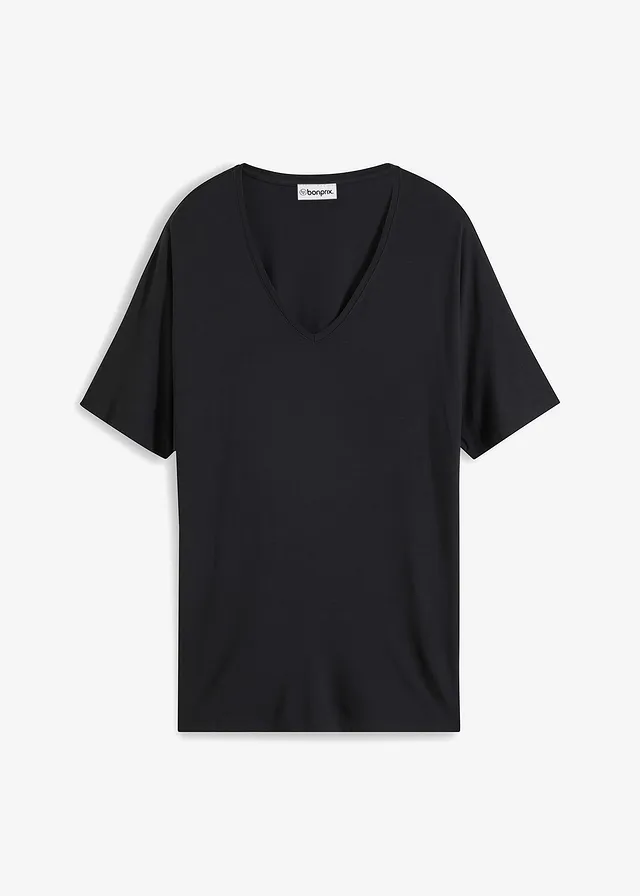 Bluză lungă din amestec de viscoză • negru • magazin bonprix