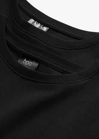 Sukienka T-shirtowa oversized (2 szt.), z czystej bawełny • czarny • sklep bonprix