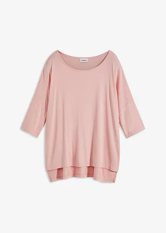 Boxy shirt in een zachte viscosemix, Kleur: zoet roze
