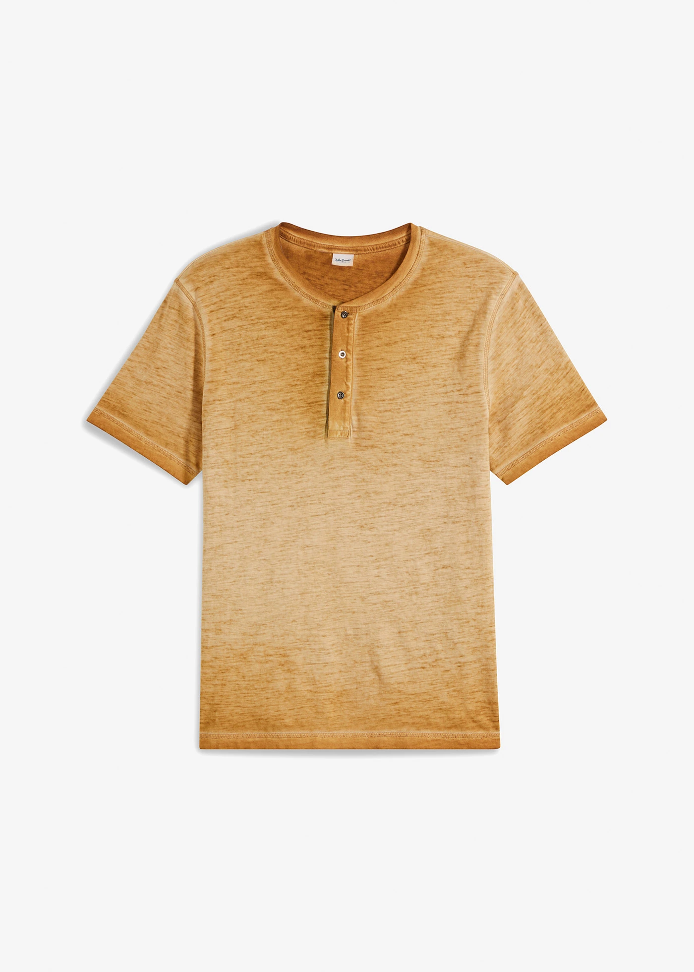 T-shirt col tunisien 100% coton, aspect délavé • beige foncé used • Boutique bonprix