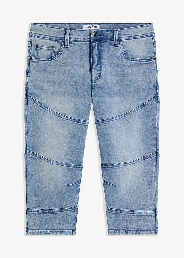 Regular fit 3/4 jeans, straight, Kleur: lichtblauw denim-jeansblauw