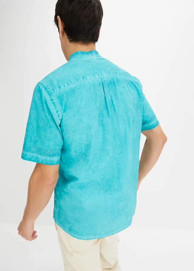 Overhemd in washed out look met korte mouwen • smaragd used • product-page.page-title-suffix