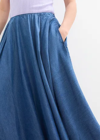 High Waist farmerszoknya kényelmes derékpánttal és bio-pamuttal • kék denim • bonprix áruház