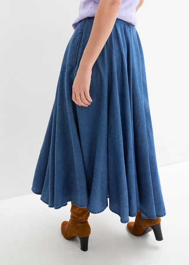 Jupe en jean, taille haute et élastiquée • bleu denim • product-page.page-title-suffix