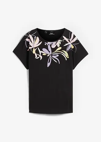 Shirt bawełniany z rękawami 1/2 • czarny z nadrukiem • bonprix obchod