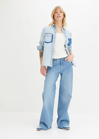 Lot de 2 tops en coton côtelé, Couleur: écru-noir