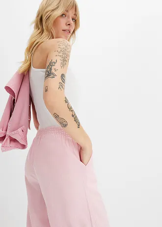 Pantalon palazzo en lin mélangé • rose thé • Boutique bonprix