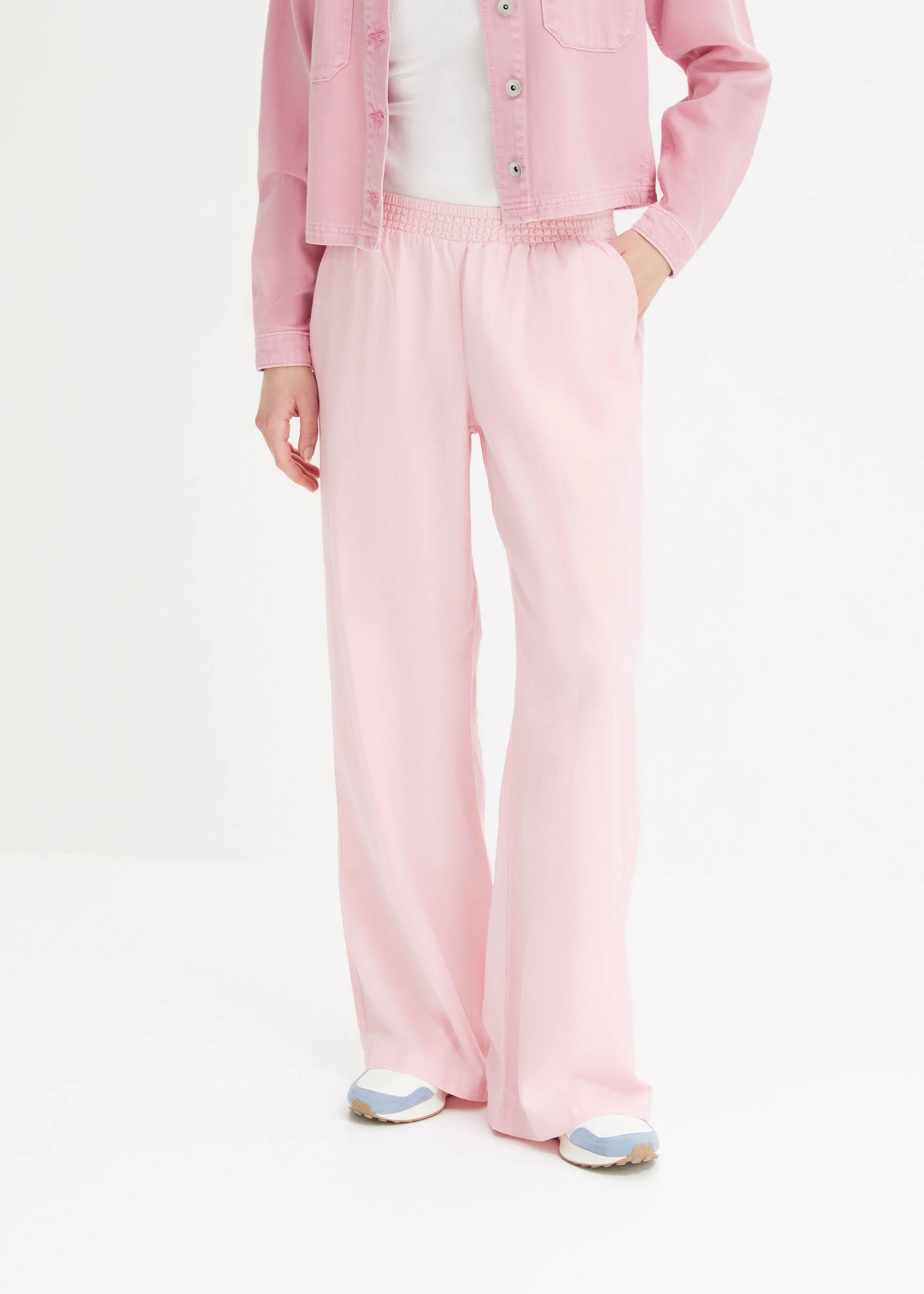 Pantalon palazzo en lin mélangé • rose thé • Boutique bonprix