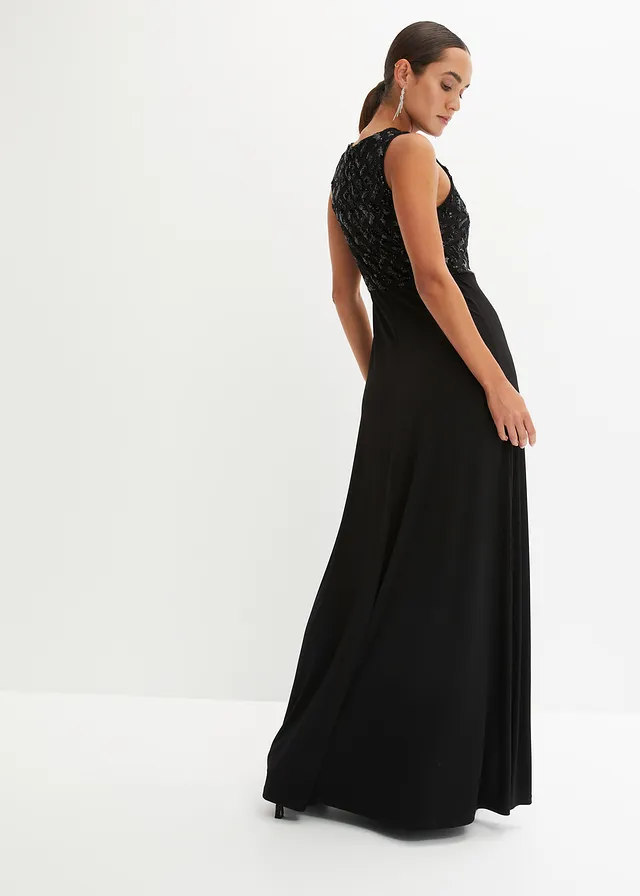 Maxi jurk met geborduurde pailletten • zwart • product-page.page-title-suffix