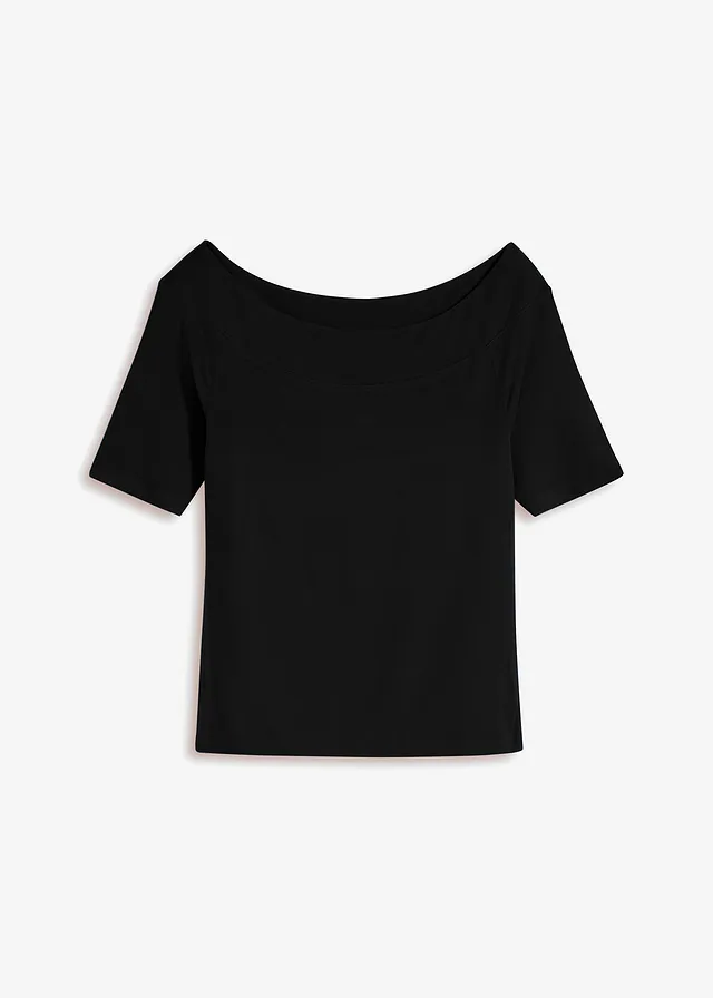 T-shirt encolure Bardot en viscose extensible