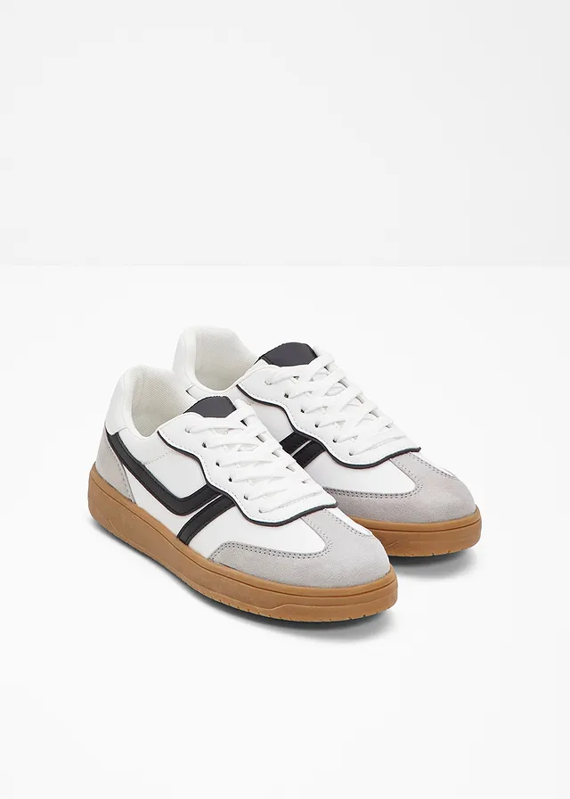 Sneakers in retrolook • wit/zwart • product-page.page-title-suffix