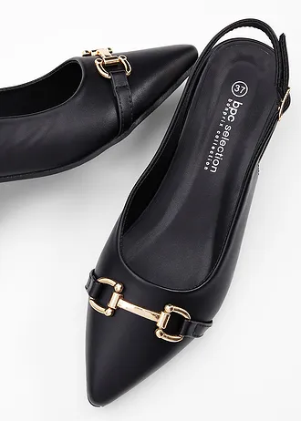 Slingback pumps met platte hak • zwart • bonprix online shop