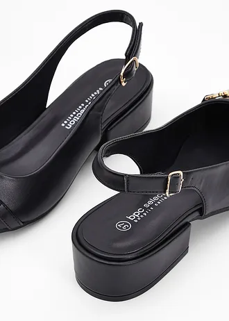 Slingback pumps met platte hak • zwart • bonprix online shop