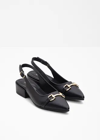 Slingback pumps met platte hak • zwart • bonprix online shop