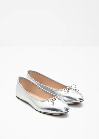 Ballerina's met strikje • zilver metallic • bonprix online shop