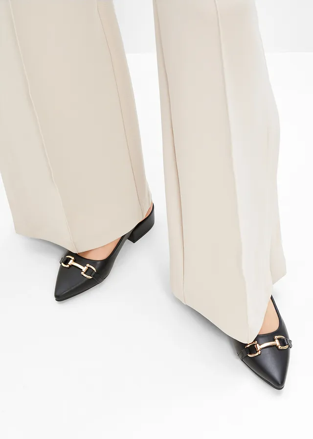 Escarpins slingback à talon plat, Couleur: noir