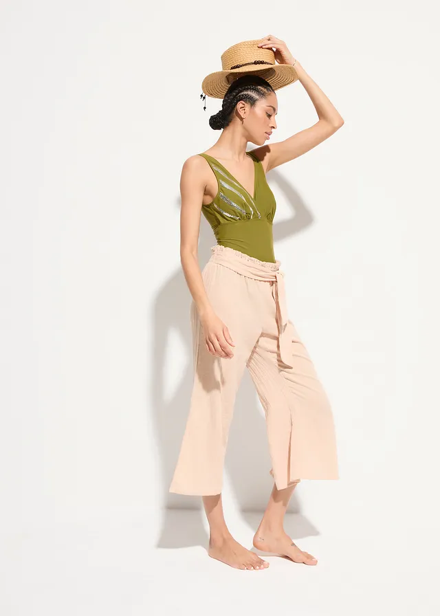 3/4 strandbroek van mousseline • krijtbeige • product-page.page-title-suffix