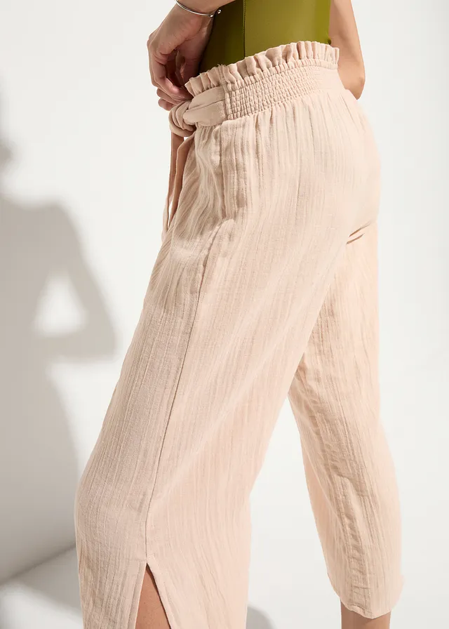 3/4 strandbroek van mousseline • krijtbeige • product-page.page-title-suffix